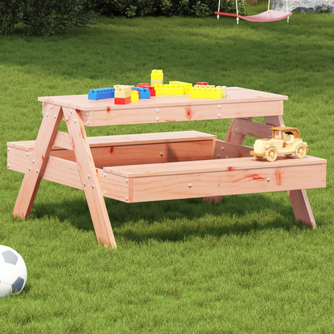 vidaXL Solid Wood Kids Picnic Table - 88x97x52 cm Douglas Wood - Ideal for Outdoor Fun!