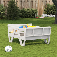 vidaXL Kids Wooden Picnic Table - White, Solid Pine, Sturdy & Durable, 88x122x58 cm, Ideal for Outdoor Activities