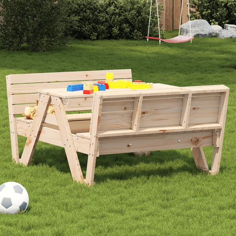 Solid Wood Pine Picnic Table for Kids - Durable Outdoor Furniture (88x122x58 cm)