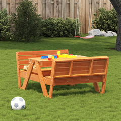 vidaXL Picnic Table for Kids Wax Brown | Solid Wood Pine | 88x122x58 cm