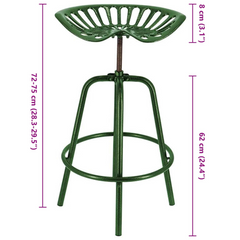 Bar Tractor Chair Green - Adjustable Height, Swivel, Solid Construction