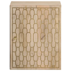 Bathroom Wall Cabinet - 38x33x48 cm - Solid Mango Wood - Hand-Carved Design, Wall-Mounted Storage