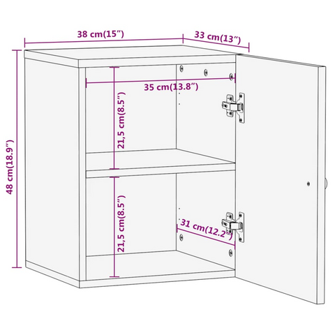 Bathroom Wall Cabinet - 38x33x48 cm - Solid Mango Wood - Hand-Carved Design, Wall-Mounted Storage