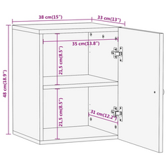 Bathroom Wall Cabinet - 38x33x48 cm - Solid Mango Wood - Hand-Carved Design, Wall-Mounted Storage