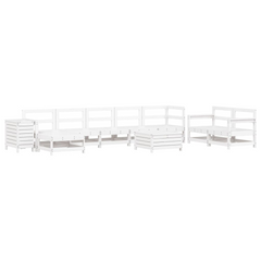 10 Piece Garden Sofa Set - White Solid Pine Wood Outdoor Furniture