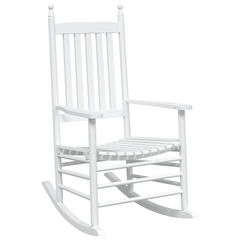 Set of 2 White Solid Wood Fir Rocking Chairs with High Back and Curved Seats - Perfect for Indoor & Outdoor Relaxation