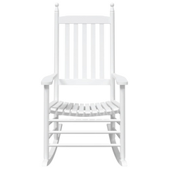 Set of 2 White Solid Wood Fir Rocking Chairs with High Back and Curved Seats - Perfect for Indoor & Outdoor Relaxation