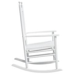 Set of 2 White Solid Wood Fir Rocking Chairs with High Back and Curved Seats - Perfect for Indoor & Outdoor Relaxation