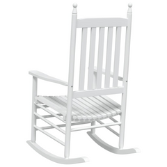 Set of 2 White Solid Wood Fir Rocking Chairs with High Back and Curved Seats - Perfect for Indoor & Outdoor Relaxation