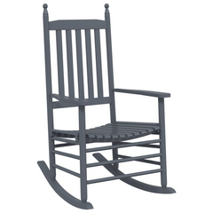 Grey Solid Wood Poplar Rocking Chairs with Curved Seats - Set of 2 Durable and Comfortable Indoor/Outdoor Chairs