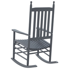 Grey Solid Wood Poplar Rocking Chairs with Curved Seats - Set of 2 Durable and Comfortable Indoor/Outdoor Chairs