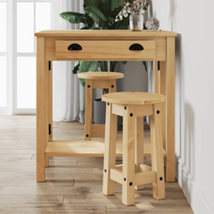 3 Piece Bar Set | Solid Pine Wood | Rustic Design | Foldable Tabletop | Ideal for Kitchen & Dining