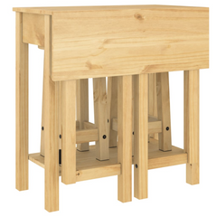 3 Piece Bar Set | Solid Pine Wood | Rustic Design | Foldable Tabletop | Ideal for Kitchen & Dining