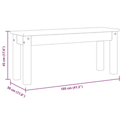 Dining Bench Panama - Solid Pine Wood, Sturdy & Rustic, 105x30x45 cm