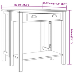 5 Piece Bar Set Solid Pine Wood with Foldable Tabletop and Rustic Design