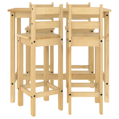 5 Piece Bar Set - Solid Pine Wood - Rustic & Stylish for Home or Bar - Includes 1 Bar Table & 4 Bar Chairs