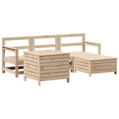 5 Piece Garden Sofa Set - Solid Wood Pine | Durable Outdoor Lounge Set