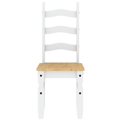 Set of 2 Corona White Dining Chairs - Solid Pine Wood, 42x47x107 cm