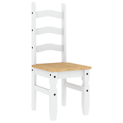 Set of 2 Corona White Dining Chairs - Solid Pine Wood, 42x47x107 cm