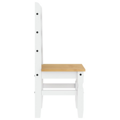 Set of 2 Corona White Dining Chairs - Solid Pine Wood, 42x47x107 cm