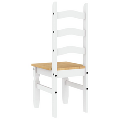 Set of 2 Corona White Dining Chairs - Solid Pine Wood, 42x47x107 cm