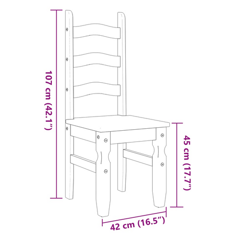 Set of 2 Corona White Dining Chairs - Solid Pine Wood, 42x47x107 cm