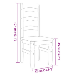 Set of 2 Corona White Dining Chairs - Solid Pine Wood, 42x47x107 cm