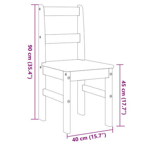 Set of 2 Panama Dining Chairs - Solid Pine Wood, 40x46x90 cm, Rustic Elegance