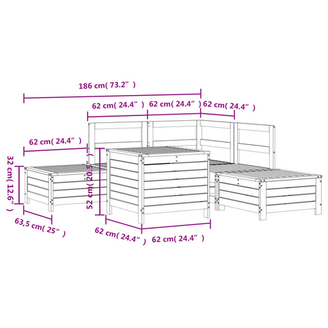 6 Piece Garden Sofa Set - Impregnated Pinewood Outdoor Furniture