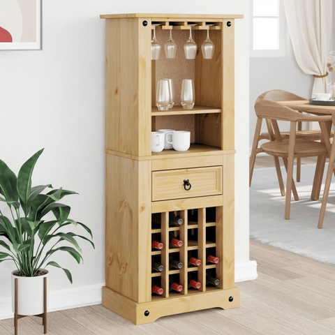 Corona Wine Rack - Solid Pine Wood, 56x35x120 cm, Stylish Storage for Wine Aficionados