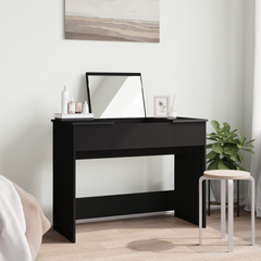 Elegant Black Dressing Table with Mirror - 100x45x76 cm, Modern and Stylish Vanity Table with Ample Storage