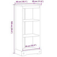 Corona Solid Wood Pine Bookcase 46x29x100 cm - Rustic Storage Solution with Ample Space