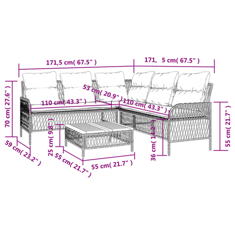 2 Piece Garden Sofa Set with Cushions - Black Poly Rattan Outdoor Furniture