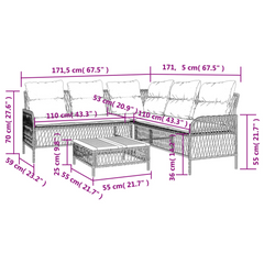 2 Piece Garden Sofa Set with Cushions - Black Poly Rattan Outdoor Furniture