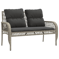 4 Piece Garden Sofa Set with Cushions - Light Grey Poly Rattan Outdoor Furniture