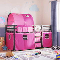 Pink Wooden Bunk Bed - 90x190 cm - Fun, Safe, Solid Pine Wood - Space-Saving Design