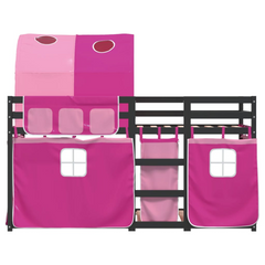 Pink Wooden Bunk Bed - 90x190 cm - Fun, Safe, Solid Pine Wood - Space-Saving Design