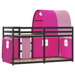 Pink Wooden Bunk Bed - 90x190 cm - Fun, Safe, Solid Pine Wood - Space-Saving Design