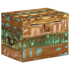 Reclaimed Solid Wood Storage Box – Antique-Style, Handcrafted, Multi-Colour, Eco-Friendly