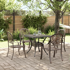 5 Piece Garden Dining Set - Elegant Bronze Cast Aluminium Outdoor Furniture