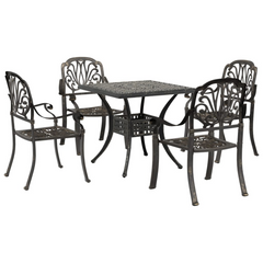 5 Piece Garden Dining Set - Elegant Bronze Cast Aluminium Outdoor Furniture