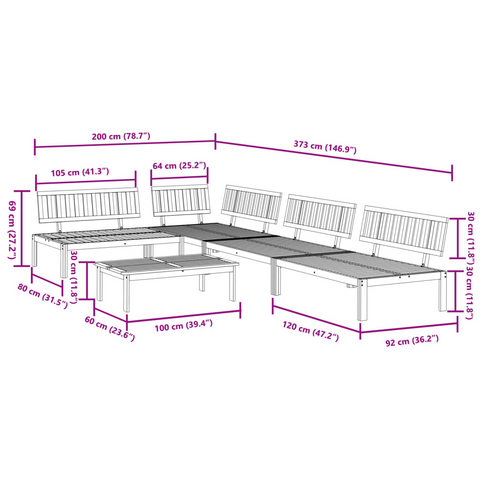 5 Piece Garden Pallet Sofa Set in Solid Acacia Wood - Perfect for Outdoor Patio