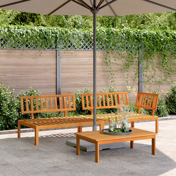 3 Piece Solid Acacia Wood Garden Pallet Sofa Set for Patio | Durable & Stylish Outdoor Furniture