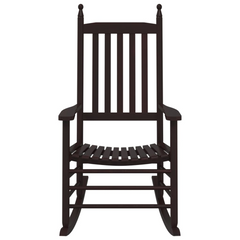 Rocking Chairs Set of 2 with Curved Seats in Brown Solid Poplar Wood - Indoor & Outdoor Comfortable Porch Rockers