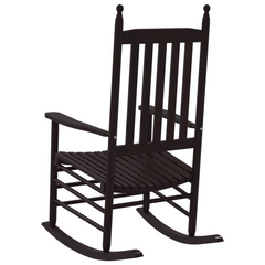 Rocking Chairs Set of 2 with Curved Seats in Brown Solid Poplar Wood - Indoor & Outdoor Comfortable Porch Rockers