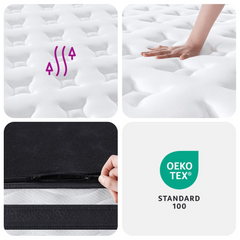 Pocket Spring Mattress Medium Firm 100x200 cm | Breathable & Skin-Friendly | 7 Zone Pressure Relief | Easy Maintenance