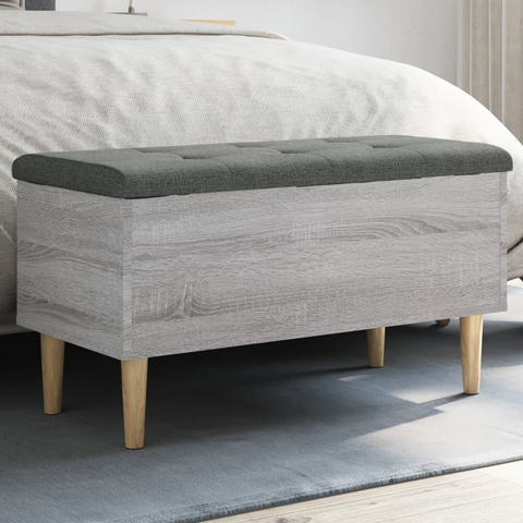 Grey Sonoma Storage Bench 82x42x46 cm - Engineered Wood with Cushion