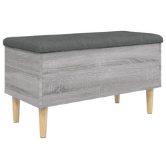 Grey Sonoma Storage Bench 82x42x46 cm - Engineered Wood with Cushion