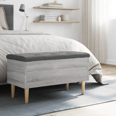 Grey Sonoma Storage Bench 82x42x46 cm - Engineered Wood with Cushion