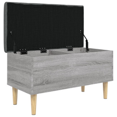 Grey Sonoma Storage Bench 82x42x46 cm - Engineered Wood with Cushion